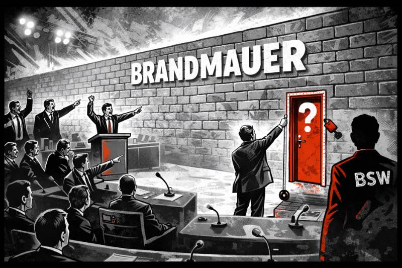 Die große Mauerdebatte: Wagenknecht sucht die Tür in der Brandmauer