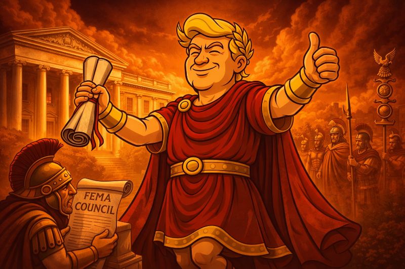 Trumpius Caesar Extends Disaster Council Again—Because the Review Must Never End